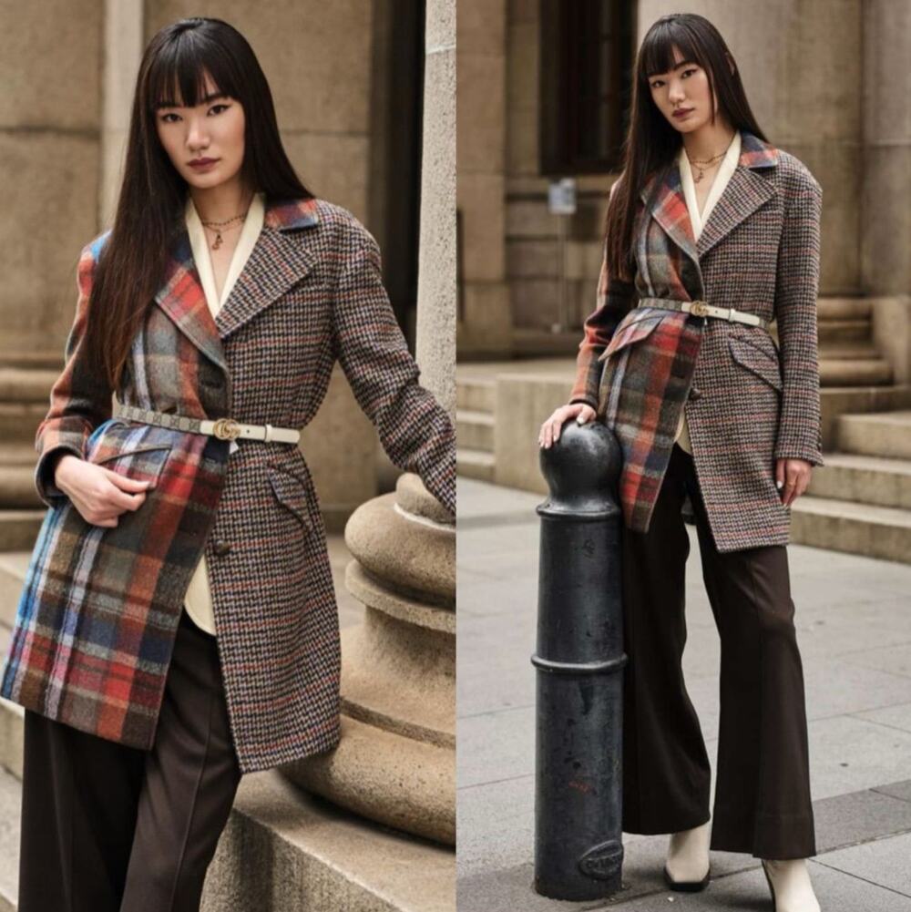 Veronica Beard India Patchwork Wool And Tweed Coat In Brown Multi Womens XS